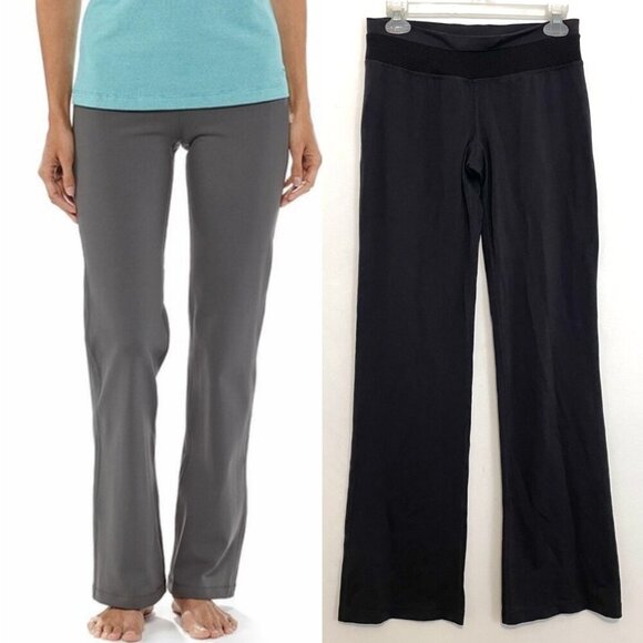 PATAGONIA Pliant Pants Solid Black Geometric Waistband Pull On Active Yoga Pants - Picture 1 of 16